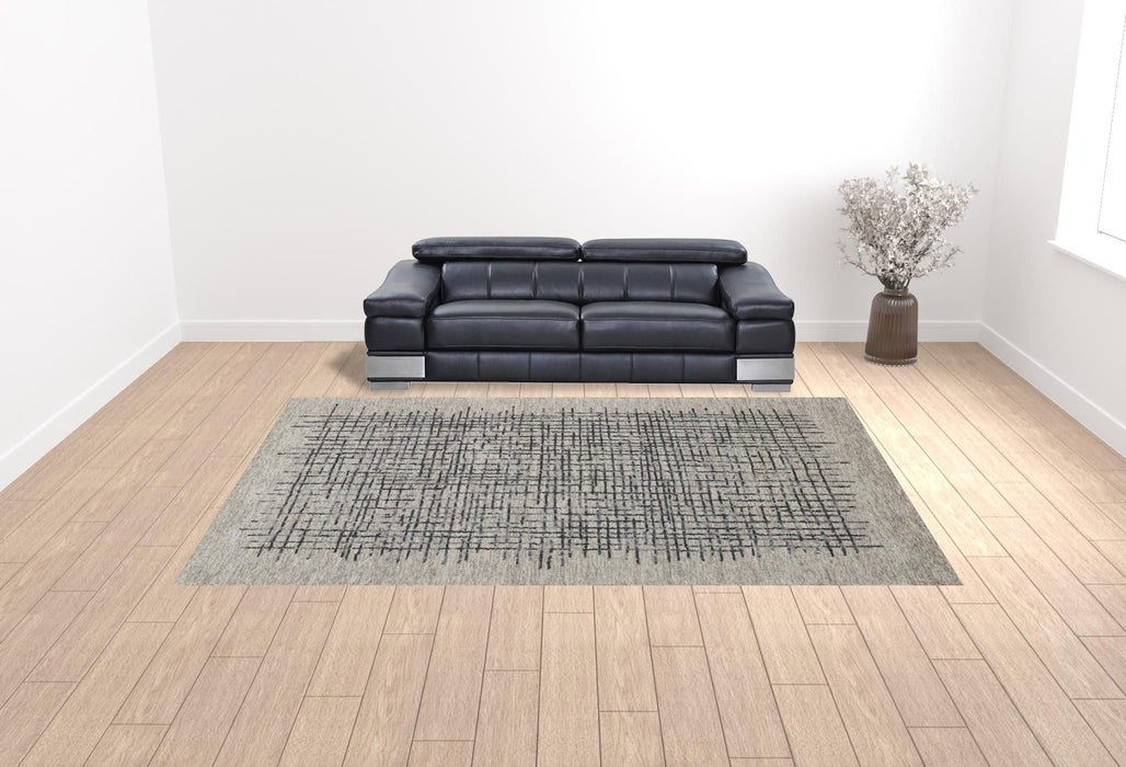 10' x 14' Wool Plaid Tufted Handmade Stain Resistant Area Rug - Gray Black And Tan