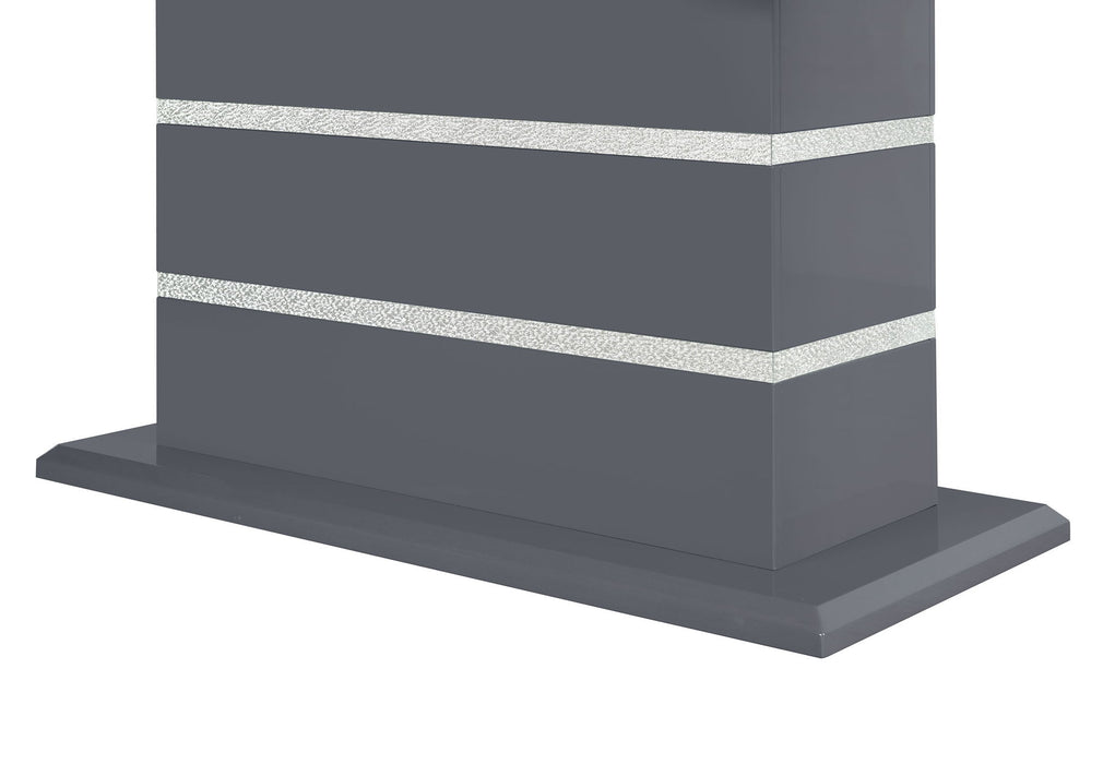 47" Glass Faux Crystal And Wood Square Bar Table - Gray
