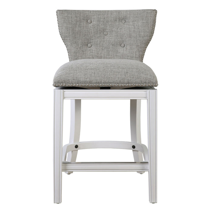 Fabric Solid Wood Low Back Counter Height Swivel Bar Chair (633105) - Gray / White
