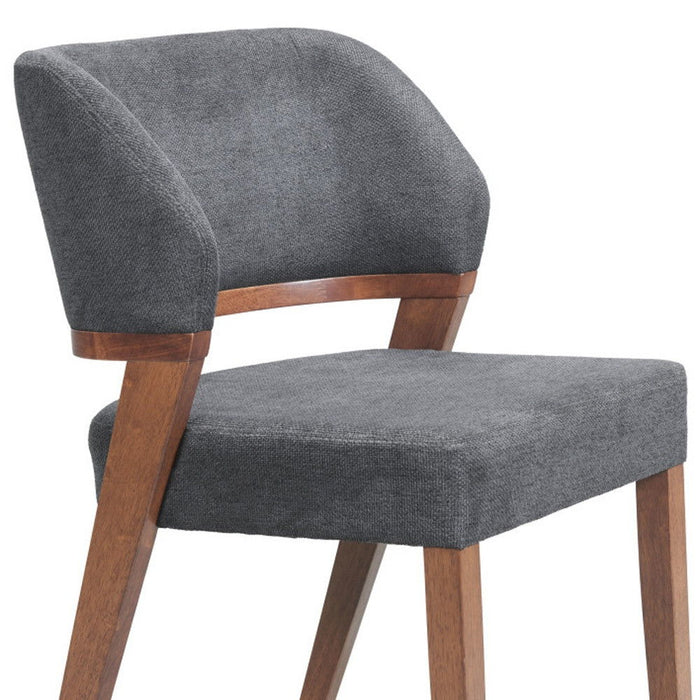 Fabric Upholstered Open Back Dining Side Chairs (Set of 2) - Gray / Brown