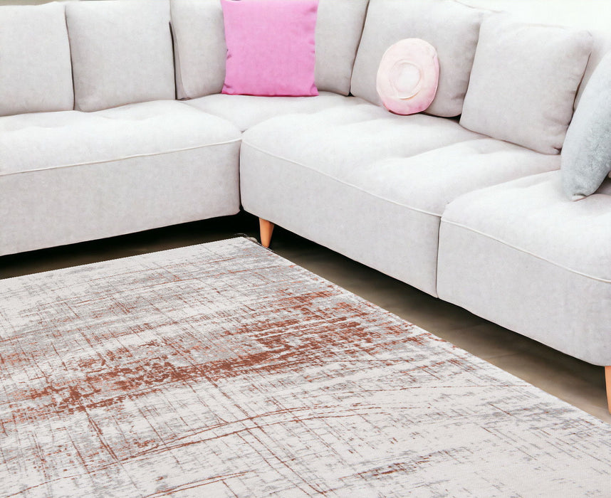 6' x 9' Abstract Non Skid Area Rug - Gray And Yellow