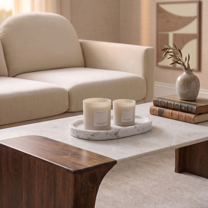 Elegant genuine marble tray by Meridian Furniture with a smooth, polished surface and sleek rectangular design.