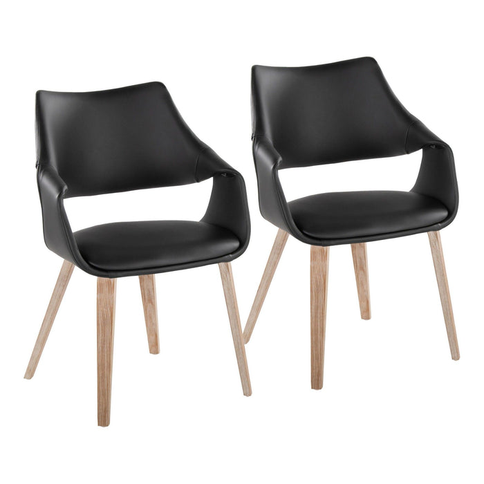 Curvo - High Back Upholstered Chair (Set of 2) - Whitewashed Wood Legs