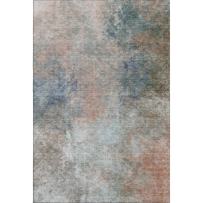 10' X 14' Abstract Washable Area Rug With UV Protection (710556) - Copper / Blue