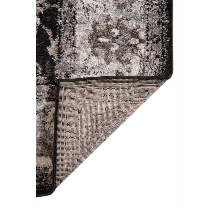 9' x 12' Floral Power Loom Area Rug - Ivory Black And Gray