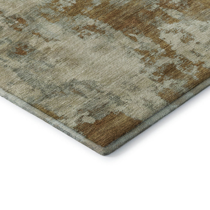 10' X 14' Abstract Washable Area Rug With UV Protection (716978) - Terra Cotta / Beige