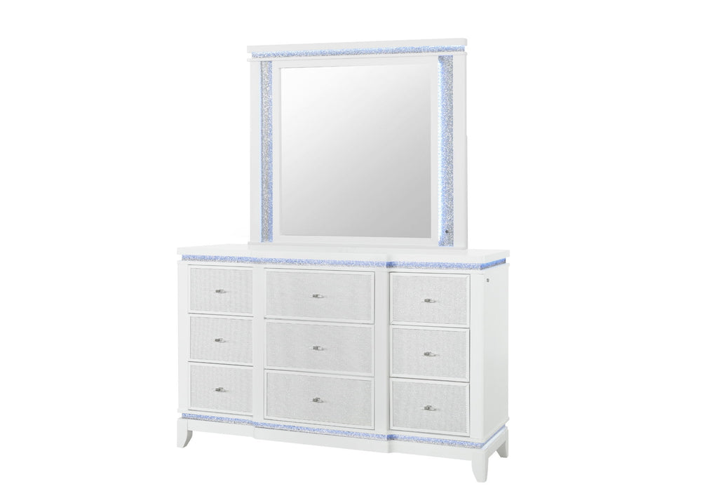 Alina - 5 Piece Queen Bedroom Set With LED, Cooler, Speaker And USB - White