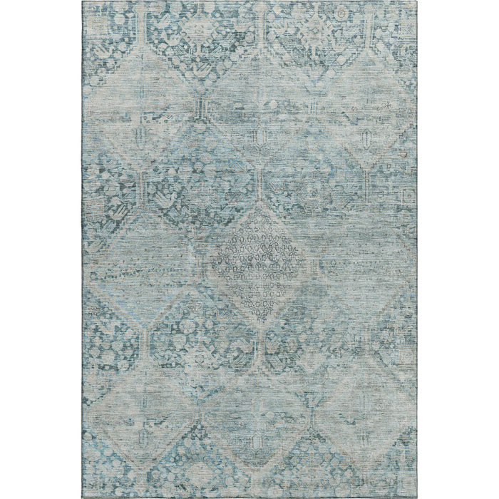 10' X 14' Geometric Washable Area Rug With UV Protection (699933) - Blue / Gray / Silver