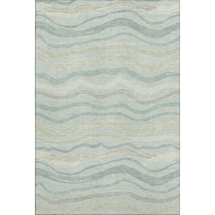 10' X 14' Striped Washable Area Rug With UV Protection (694586) - Sage / Taupe / Ivory