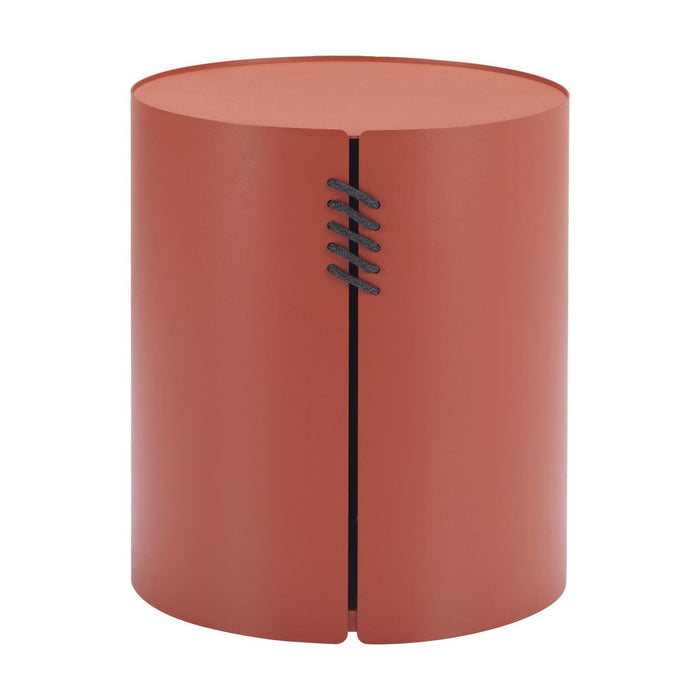 19" Aluminum Round Drum End Table - Brown