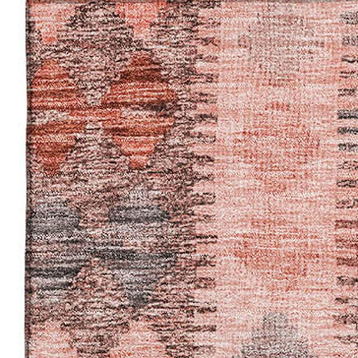 10' X 14' Geometric Washable Area Rug With UV Protection (691854) - Terra Cotta / Gray / Silver