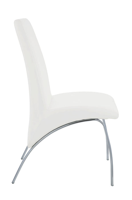 Upholstered Faux Leather Dining Side Chair (Set of 2) - White / Silver