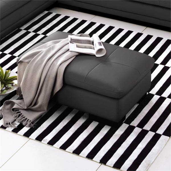 J & M Furniture 625 Italian Leather Ottoman in Grey
