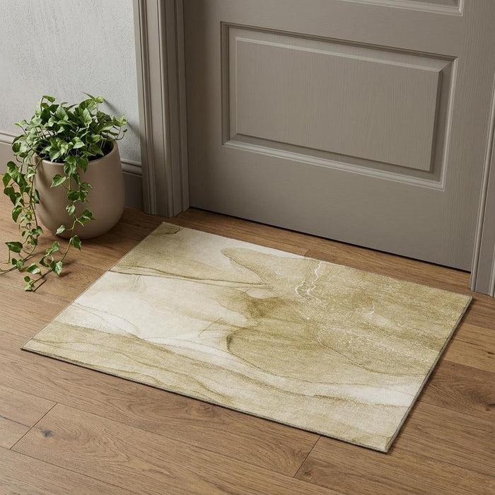 3' X 5' Abstract Washable Area Rug With UV Protection (646847) - Beige / Ivory