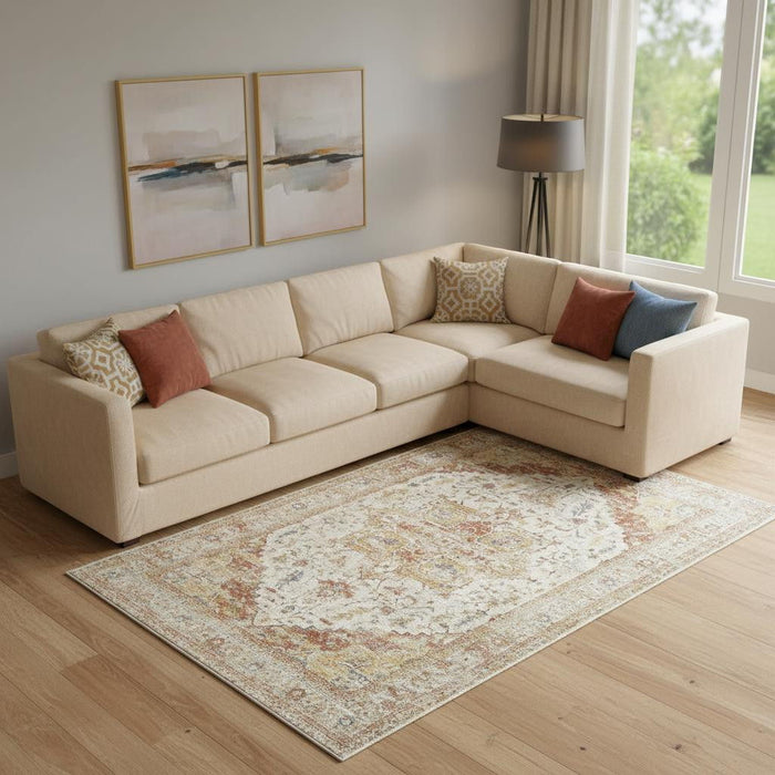 8' X 10' Oriental Distressed Area Rug (550774) - Rust / Ivory
