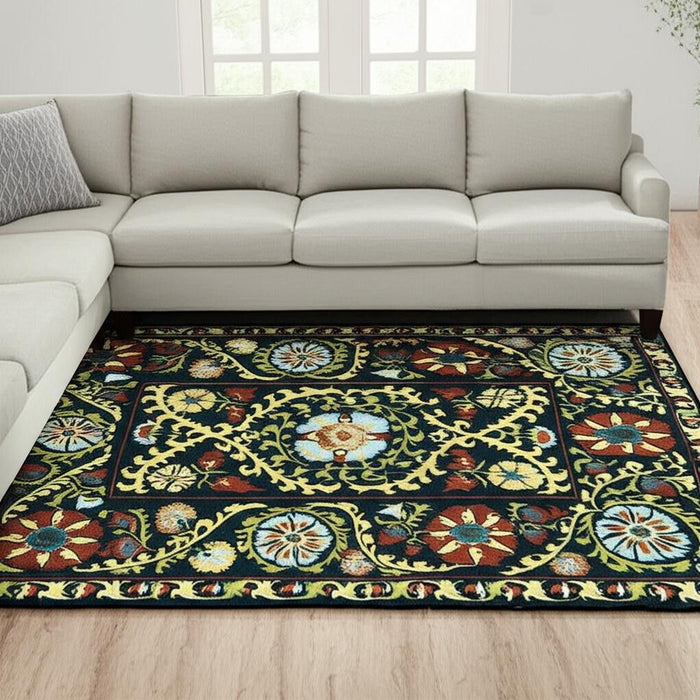 8' X 11' Tribal Washable Area Rug With UV Protection (610053) - Beige / Red / Orange