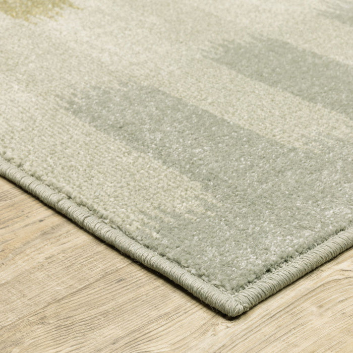 8' x 10' Geometric Power Loom Stain Resistant Area Rug - Beige Gray Gold And Green