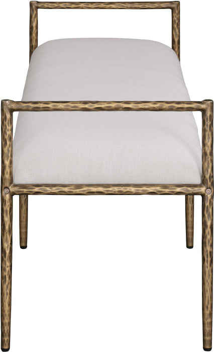Axis - Linen Textured  Beige Fabric Upholstered Bench