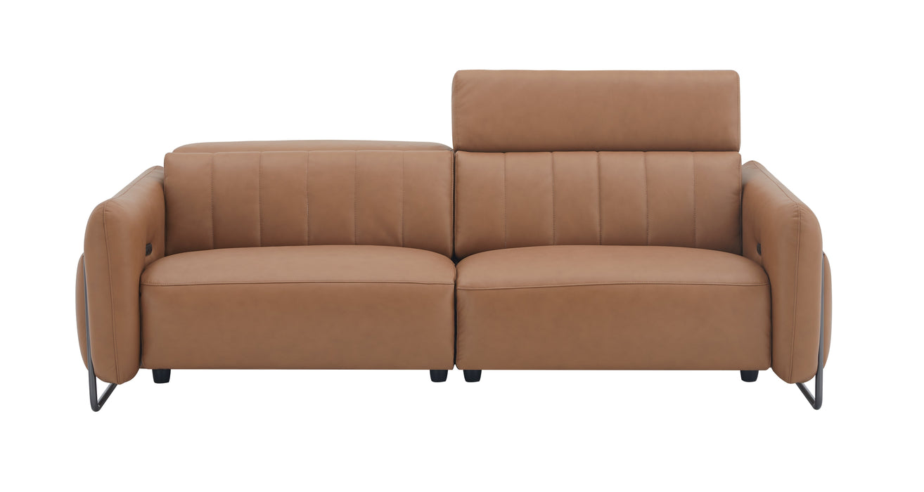 J & M Furniture President Leather Sofa in Cognag