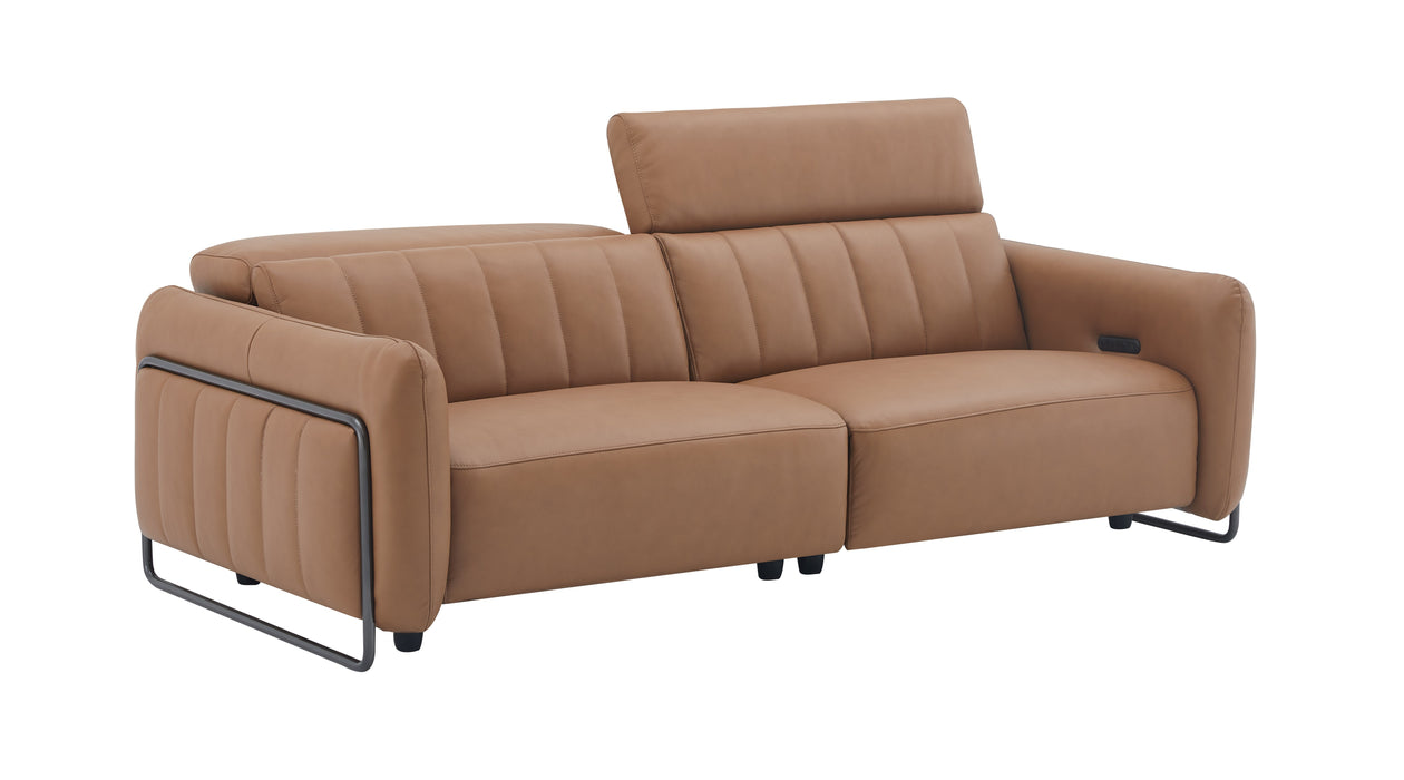 J & M Furniture President Leather Sofa in Cognag