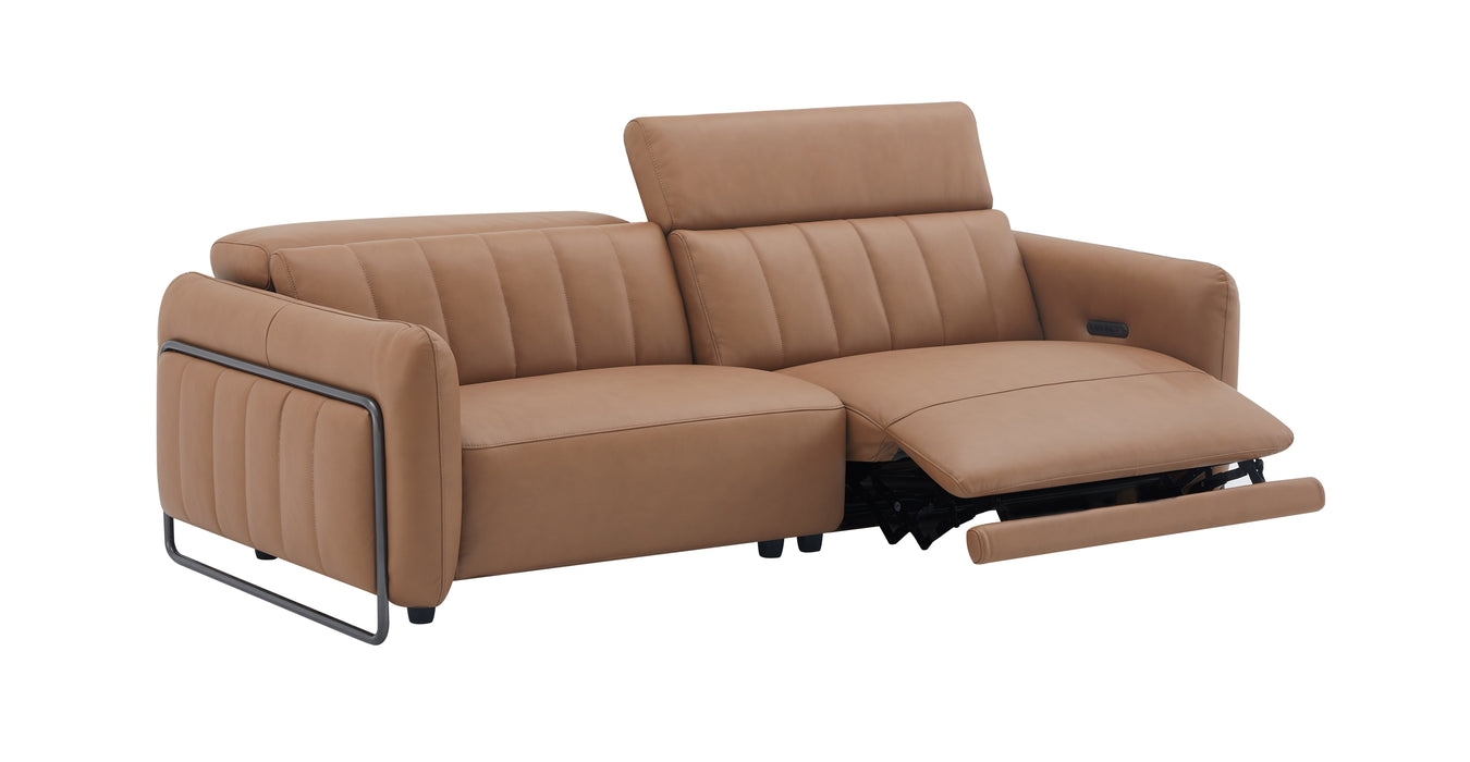 J & M Furniture President Leather Sofa in Cognag