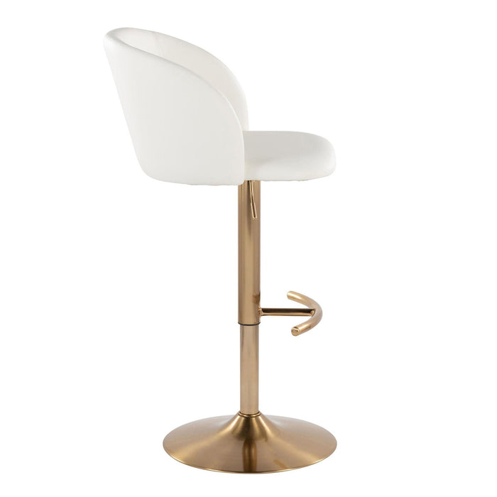 Fran - Adjustable Barstool (Set of 2) - Gold Metal, White Faux Leather