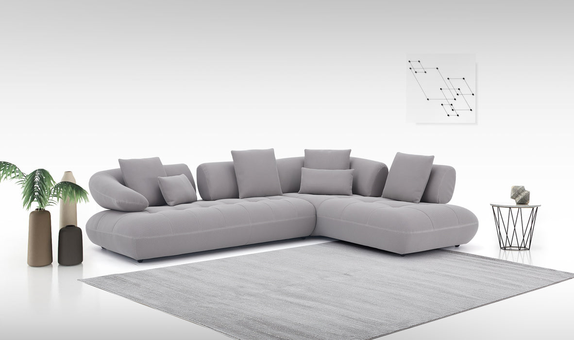 J & M Furniture Savannah Fabric Sectional in Grey