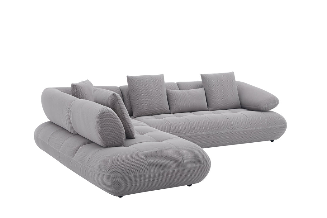 J & M Furniture Savannah Fabric Sectional in Grey