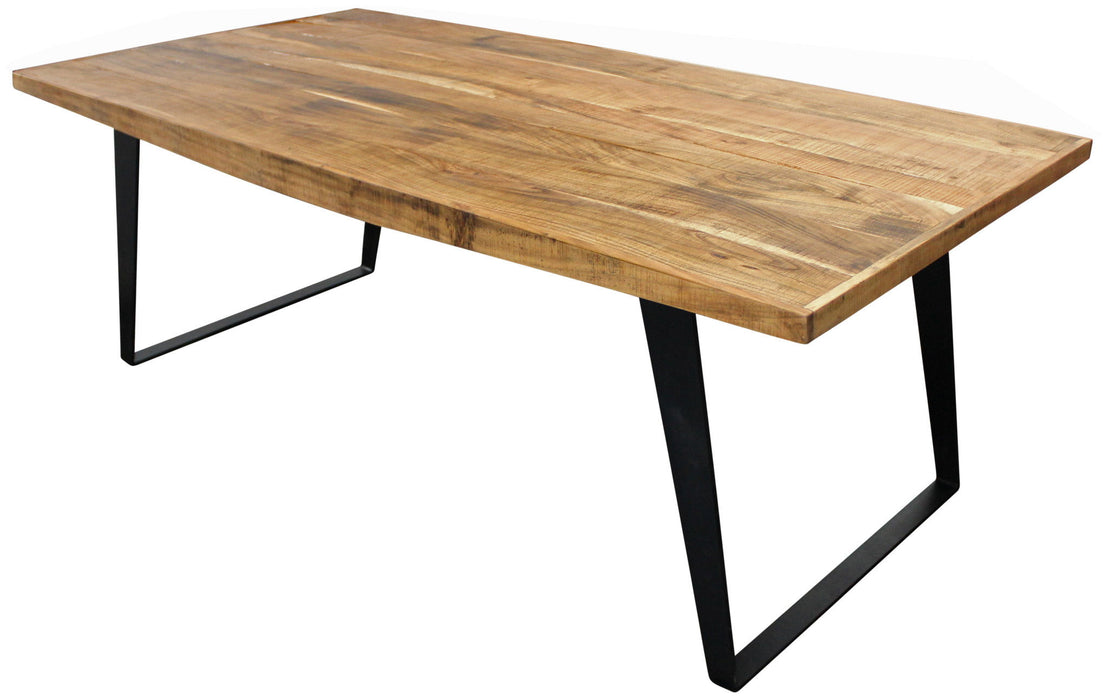 63" Solid Wood And Iron Sled Base Dining Table - Natural