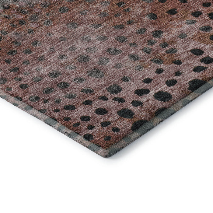 10' X 14' Polka Dot Washable Area Rug With UV Protection (683662) - Rust / Teal / Ivory