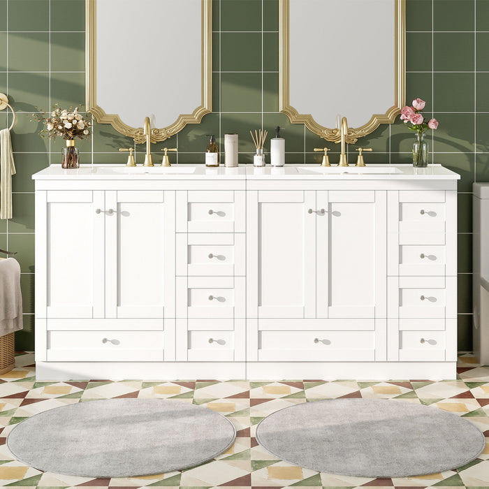 Giga shaker bathroom vanity cabinet with sink, free-standing, soft-close drawers and doors, modern bathroom storage solution.
