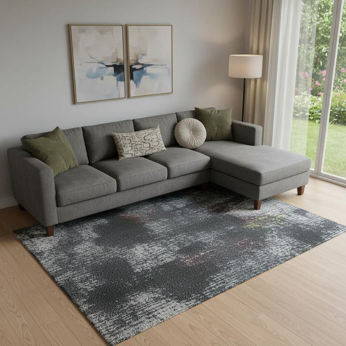 10' X 14' Abstract Washable Area Rug With UV Protection (706867) - Denim Blue / Sky Blue
