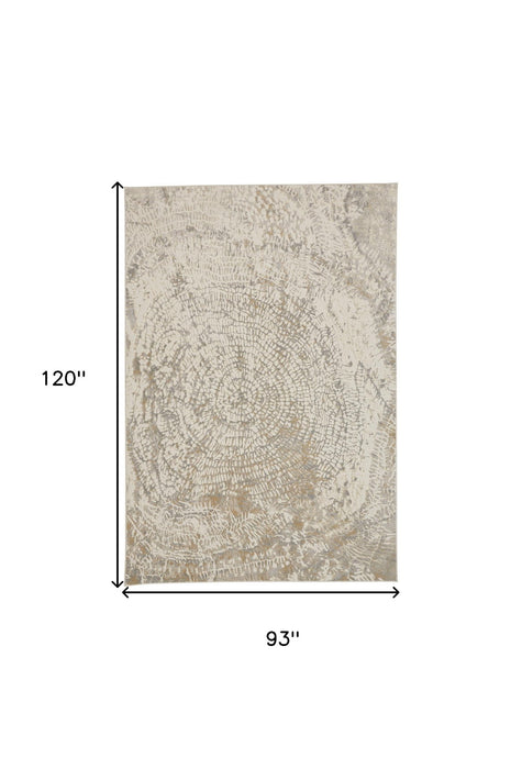 7.8' x 10' Abstract Area Rug - Ivory Tan And Gray