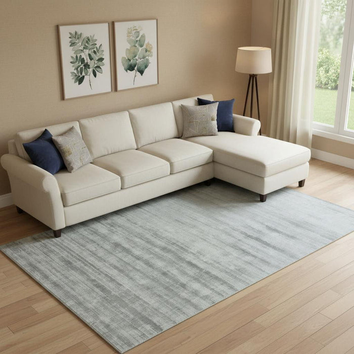 8' X 10' Striped Hand Woven Area Rug (570209) - Silver