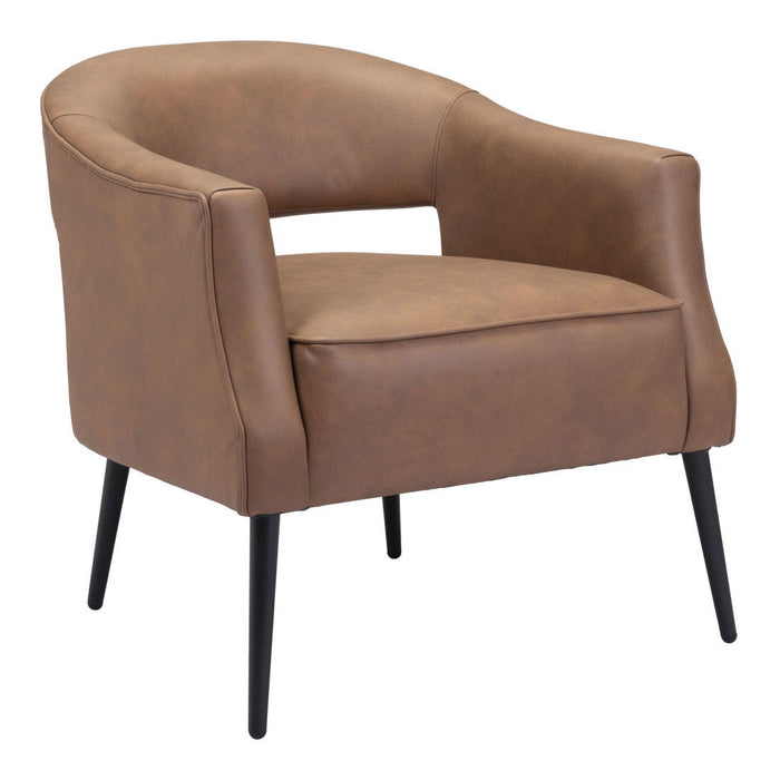 27" Faux Leather Arm Chair - Brown And Black
