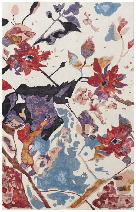 5' x 8' Floral Hand Tufted Area Rug - Blue And Red