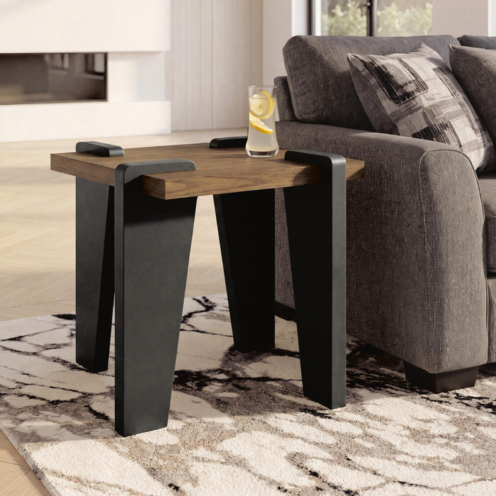 Rectangular cocktail table from Signature Design by Ashley® in dark wood finish, with a smooth tabletop and sturdy legs.