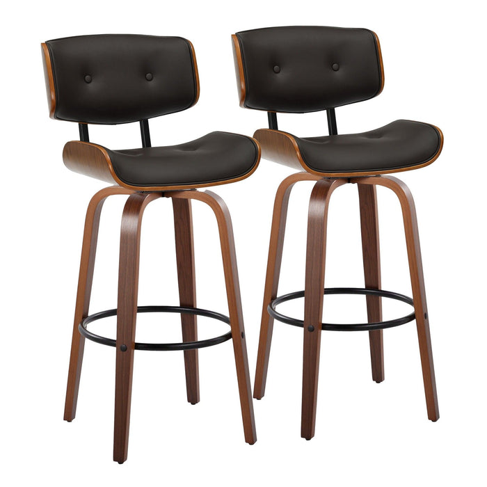 Lombardi - 30" Fixed-Height Barstool (Set of 2) - Walnut Base