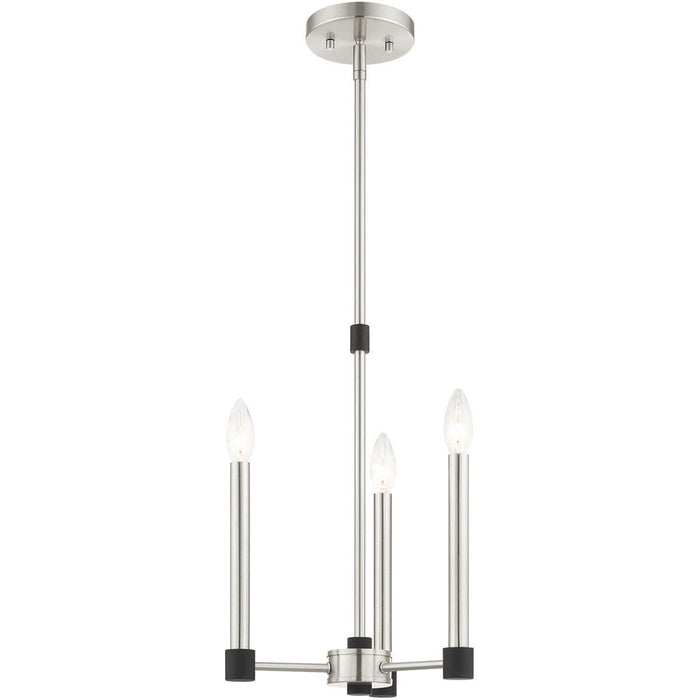 19" Three Light Dimmable Chandelier With Shades - Nickel