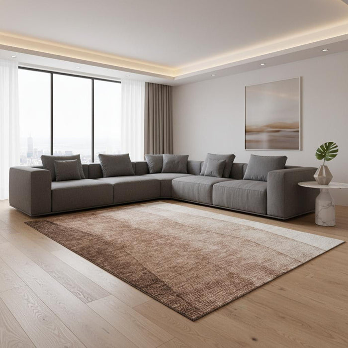 10' X 14' Ombre Washable Area Rug With UV Protection (652713) - Brown / Beige