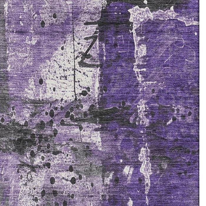 10' X 14' Abstract Washable Area Rug With UV Protection (705371) - Purple / Gray / Ivory