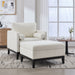 Giga farmhouse upholstered accent chair with matching ottoman, featuring a reversible lid coffee table for versatile living room decor.