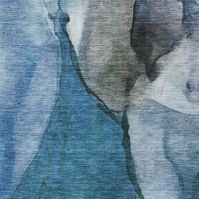 10' X 14' Abstract Washable Area Rug With UV Protection (708619) - Blue / Gray / Silver