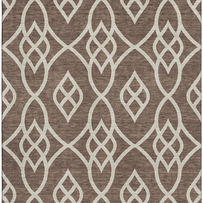 10' X 14' Trellis Washable Area Rug With UV Protection (670255) - Chocolate / Beige