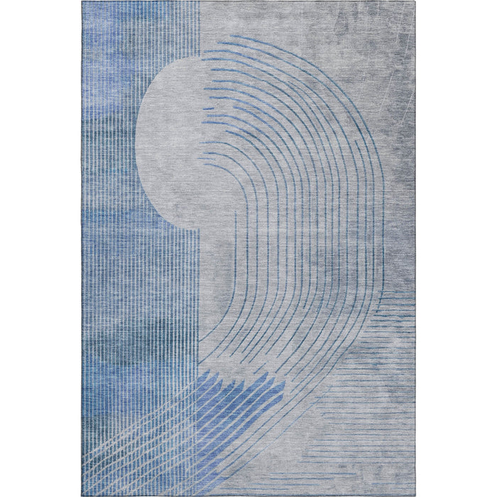 10' X 14' Geometric Washable Area Rug With UV Protection (710646) - Blue / Gray