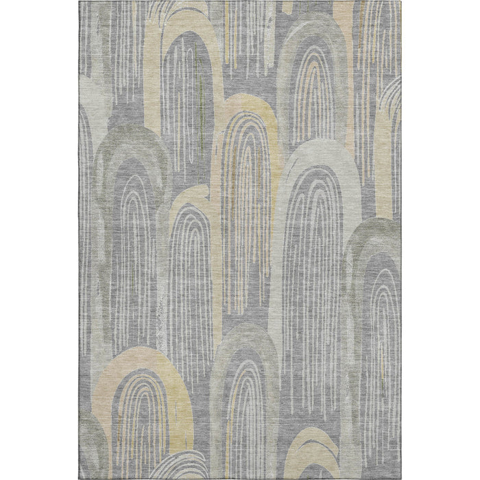 10' X 14' Geometric Washable Area Rug With UV Protection (694604) - Gray / Gold / Silver