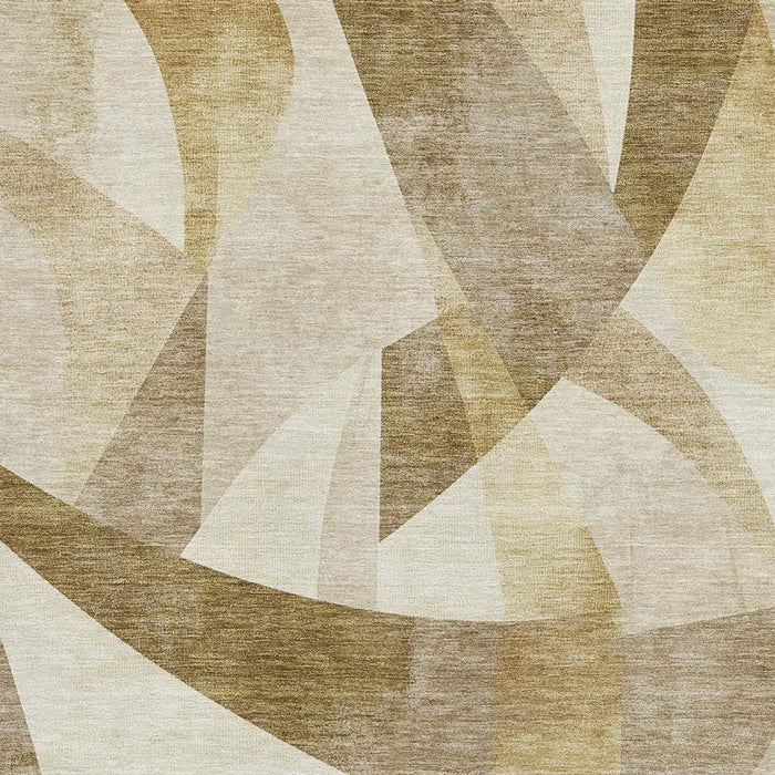 10' X 14' Abstract Geometric Washable Area Rug With UV Protection (705245) - Brown / Beige / Ivory
