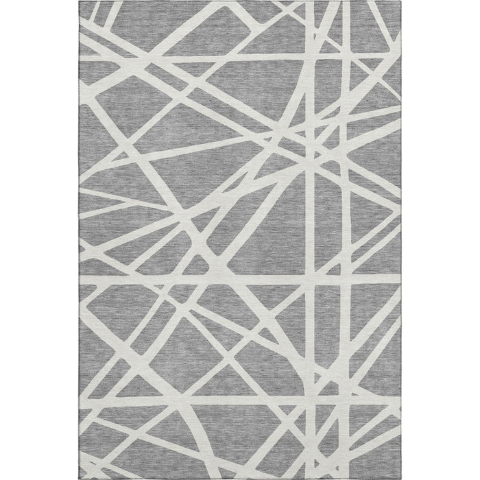 10' X 14' Geometric Washable Area Rug With UV Protection (681611) - Gray / Ivory