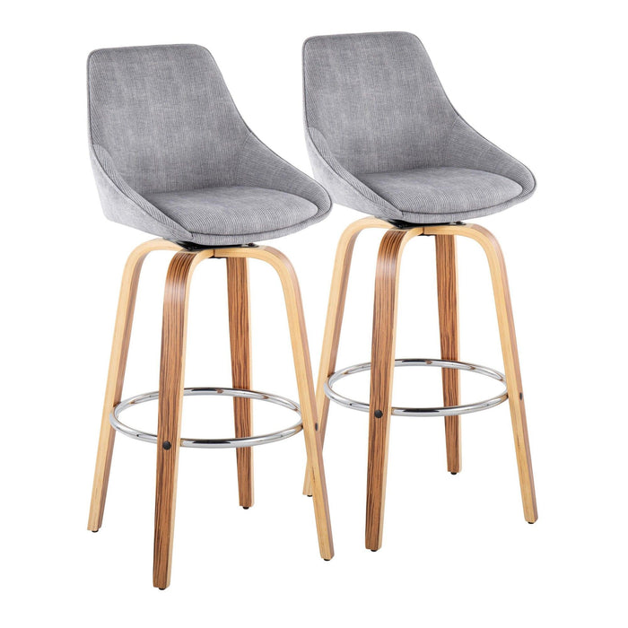 Diana - 30" Fixed-Height Barstool (Set of 2) - Light Brown Legs