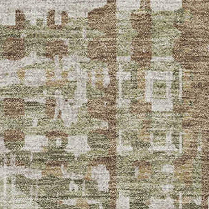 10' X 14' Geometric Washable Area Rug With UV Protection (718388) - Fern Green / Beige